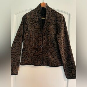 Khangura Chenille Tapestry Black Brown Animal Print Blazer Jacket Reversible